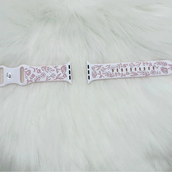 New Floral Design Apple Watch Bands  42mm 44mm 45mm 49mm in Pink White - Picture 5 of 5